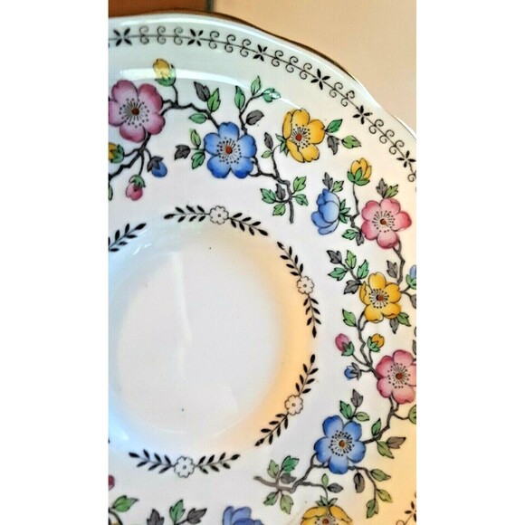 Copelands Grosvenor China England L Floral Saucer 6" Pink Yellow Blue Green - Picture 5 of 7